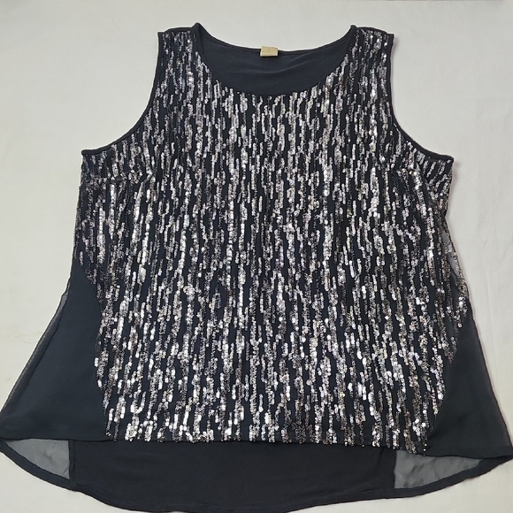 Tops - Worthington Sleeveless Black Glam Sequin Tank Top Holiday Party New Year's Eve